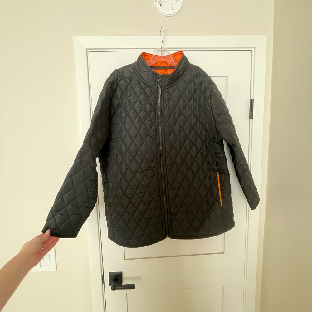 Men’s Quilted Jacket - Black and Orange Accents